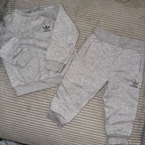 Adidas Kids Gray Sweatpants and Sweatshirt Set